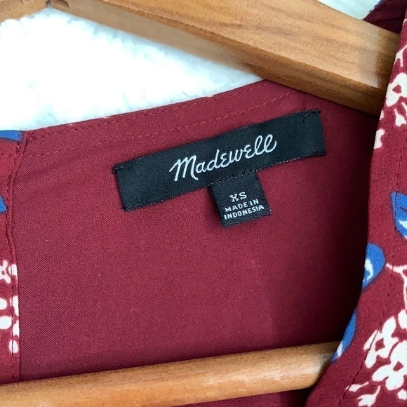 MADEWELL Button-Back shift Dress in Antique Flora maroon and blue floral - Picture 8 of 9
